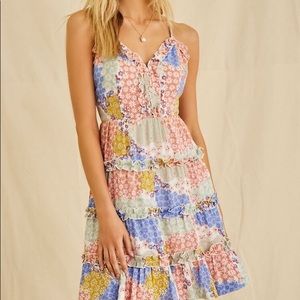 Colorblock Floral Print Dress